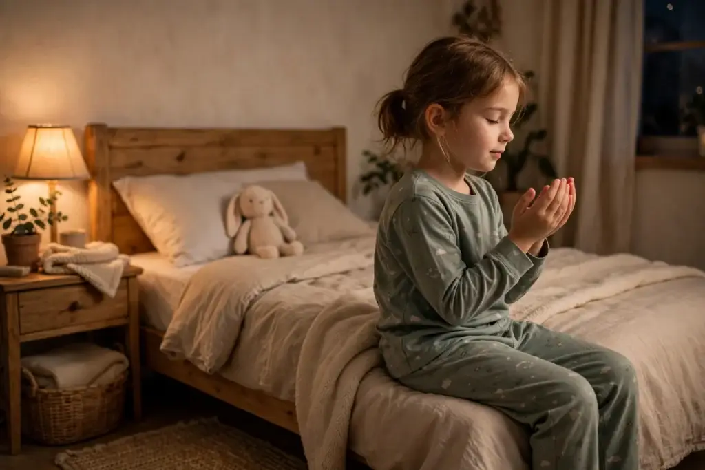 Child making dua before sleeping
